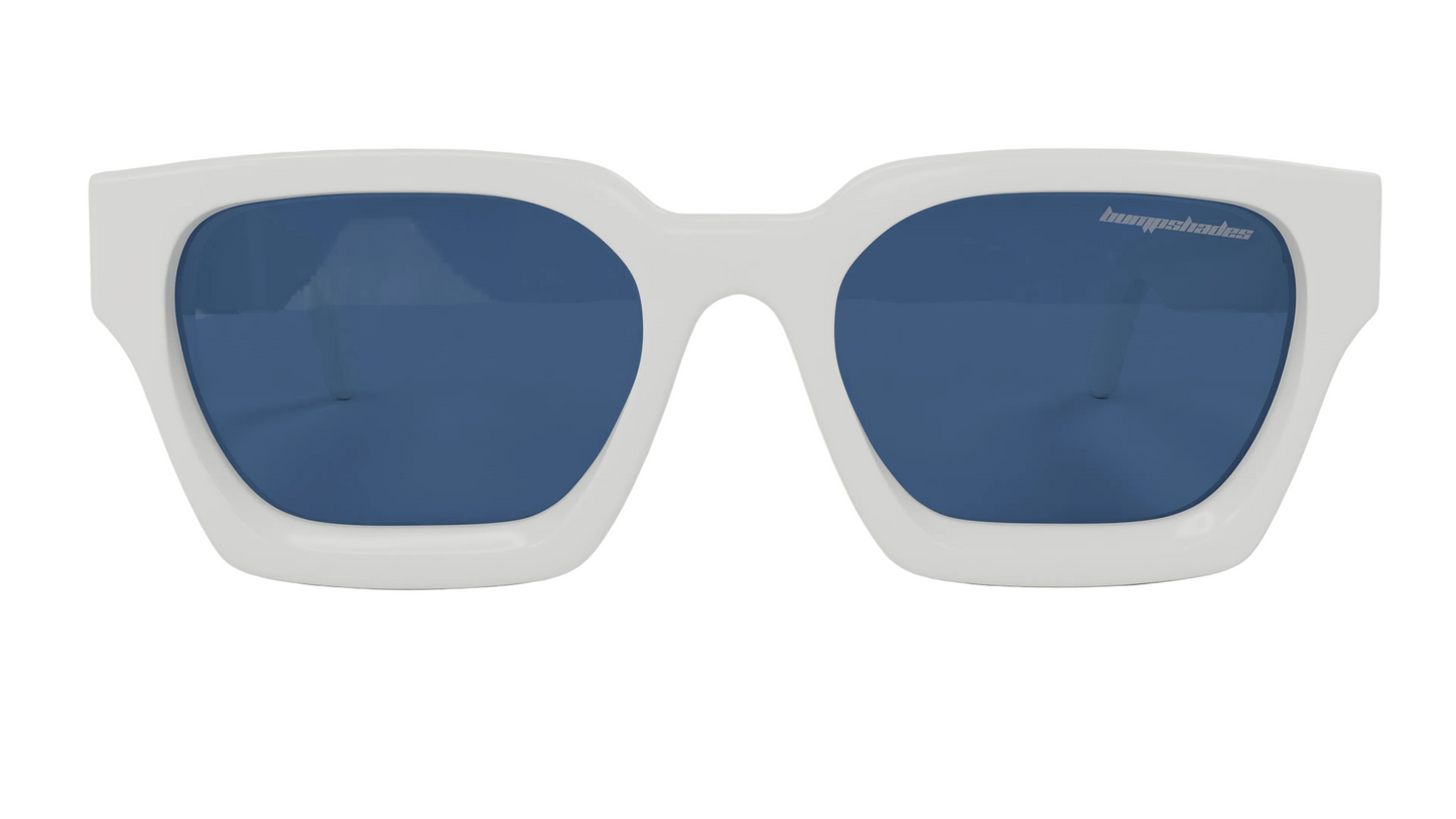 GLOSSY WHITE “ECHO” SUNGLASSES