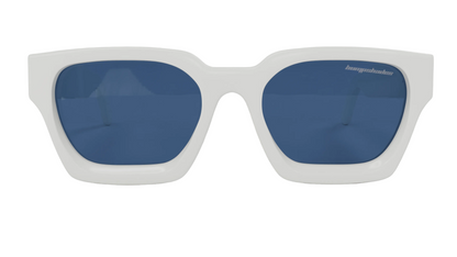 GLOSSY WHITE “ECHO” SUNGLASSES