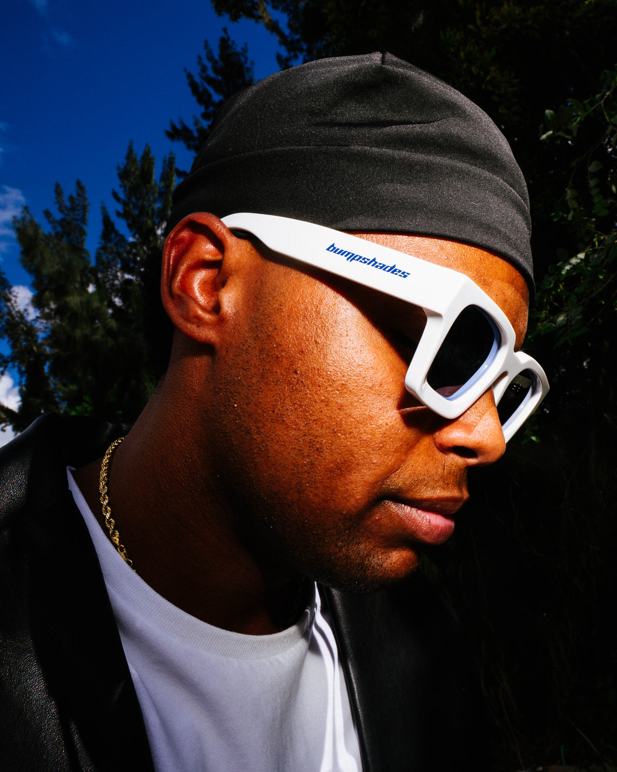 GLOSSY WHITE “ECHO” SUNGLASSES
