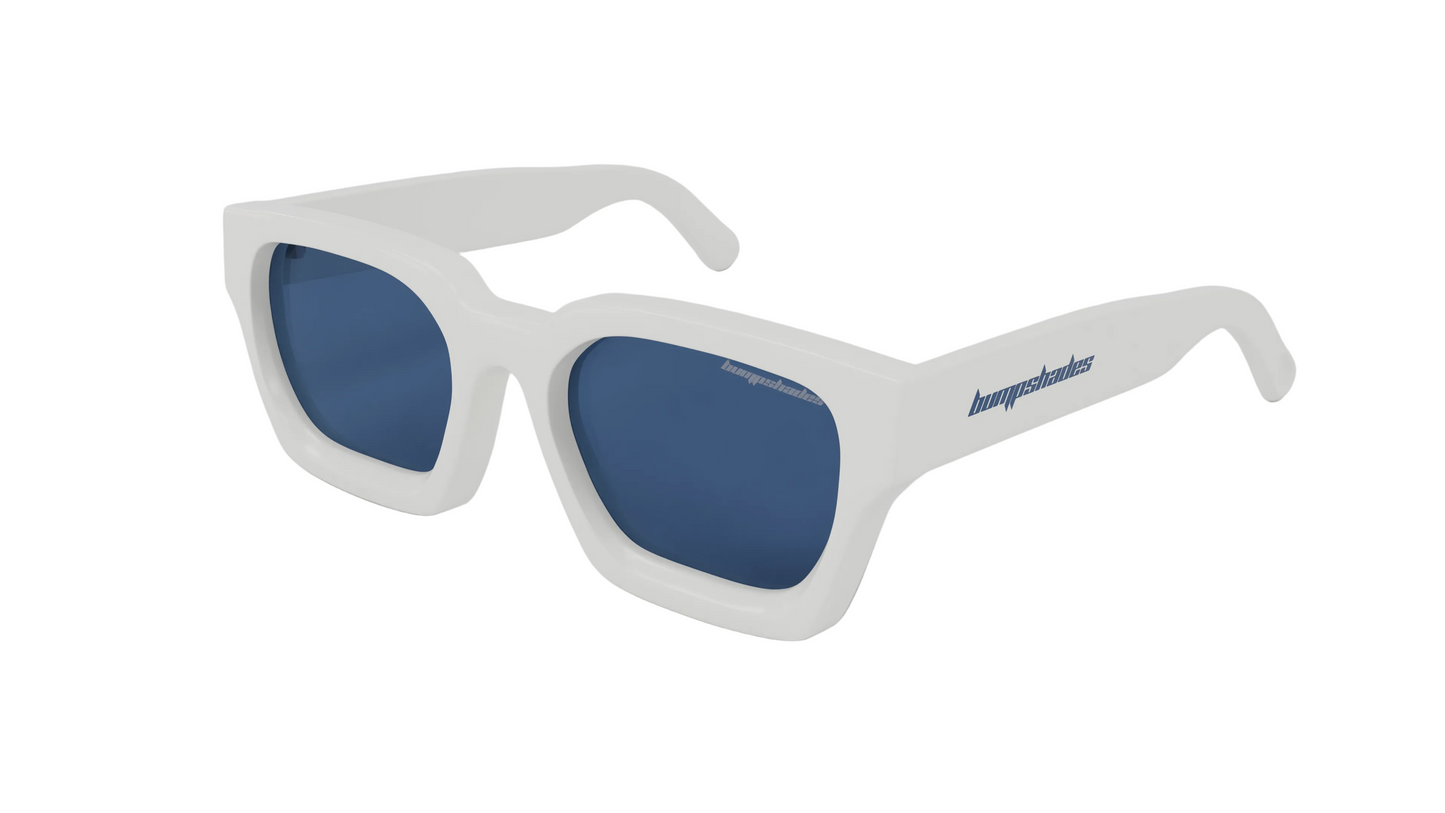 GLOSSY WHITE “ECHO” SUNGLASSES