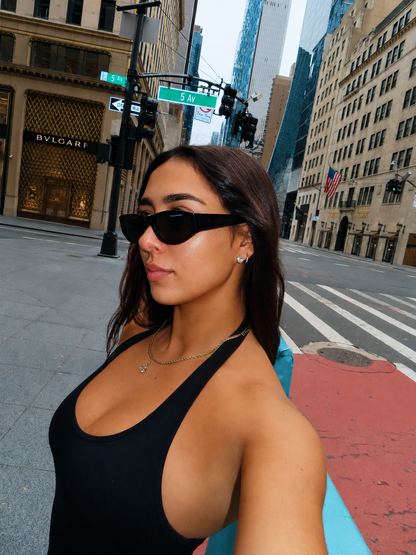 BLACK GLOSSY "RAVENA" SUNGLASSES